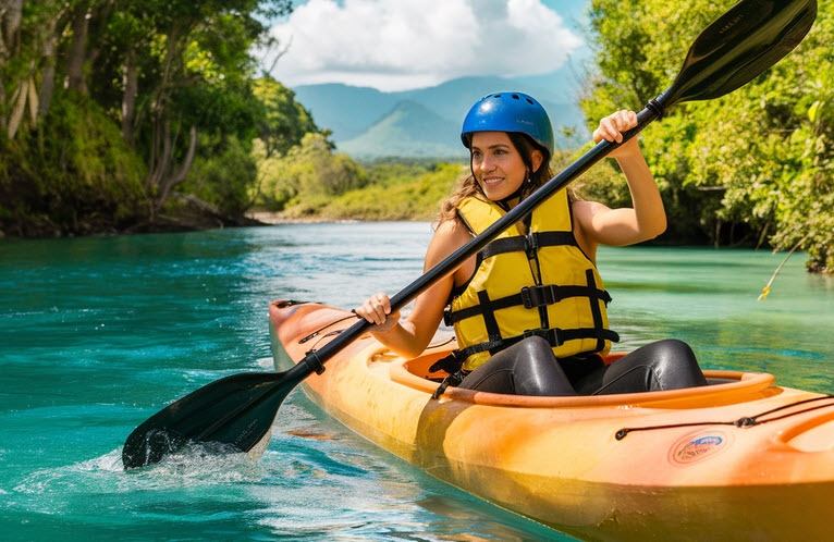 kayaking in a river