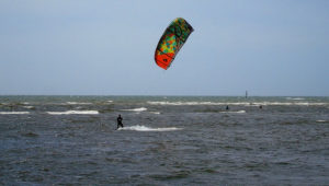 kiteboarding at sea